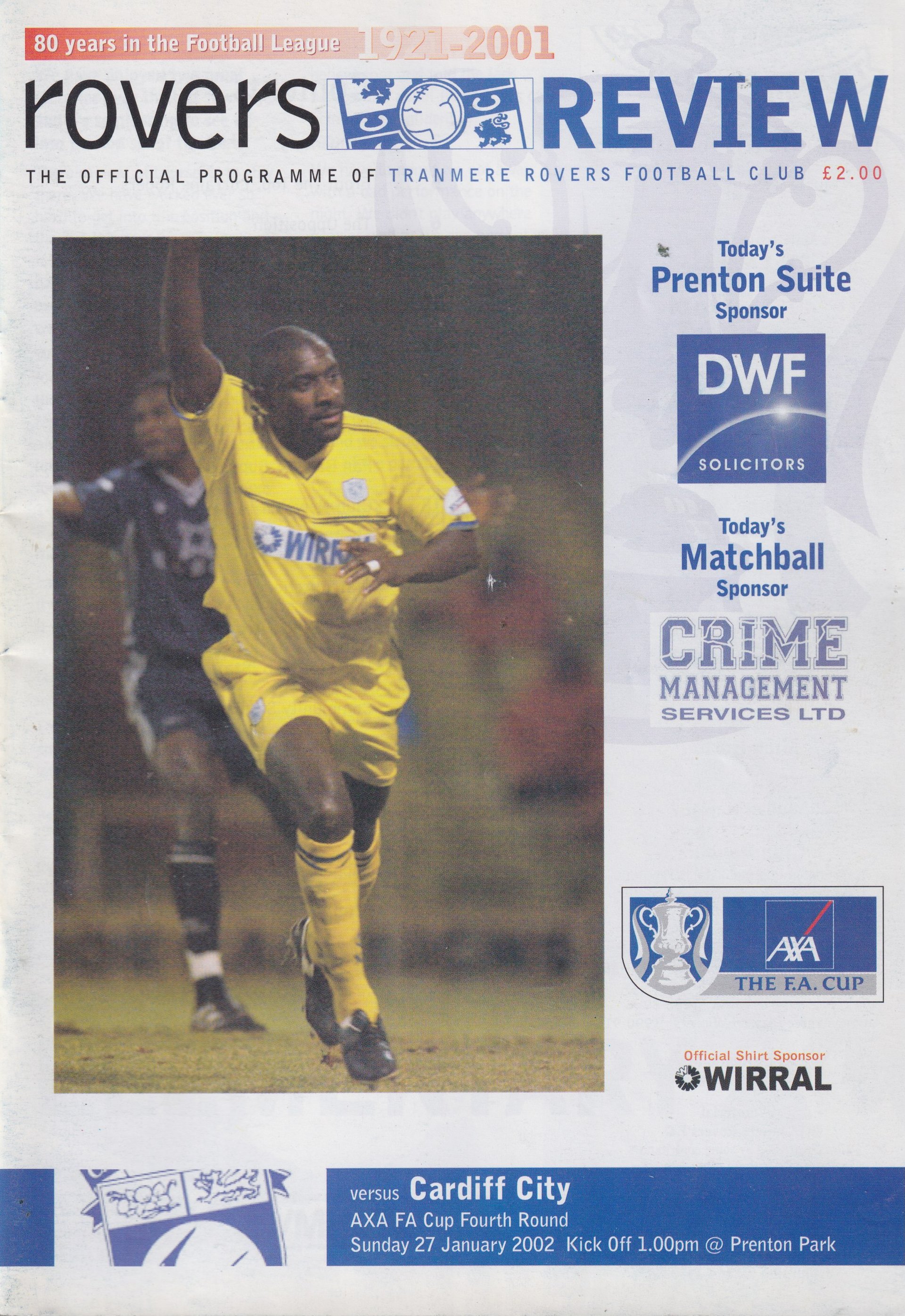 Tranmere Rovers v Cardiff City match programme